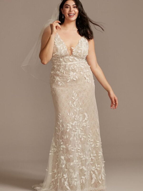 3D Leaves Applique Lace Tall Plus Wedding Dress  4XL8MS251223