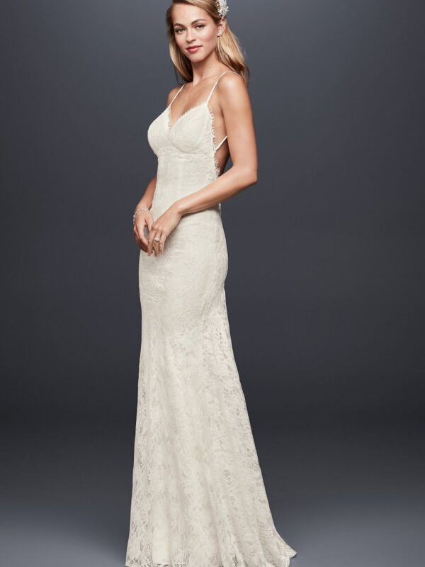 Low- Back Soft Lace Wedding Dress  4XLNTWG3827