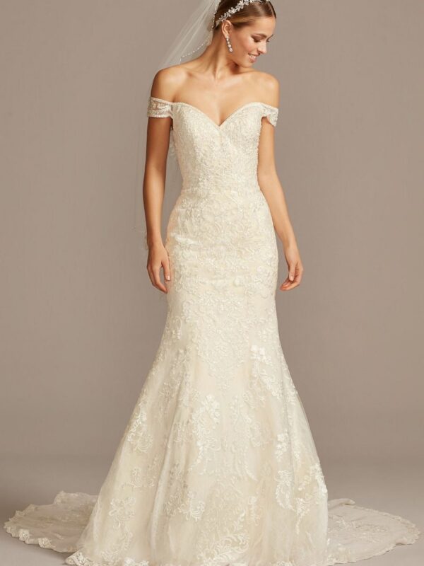 Beaded Lace Mermaid Petite Wedding Dress  7XTCWG808
