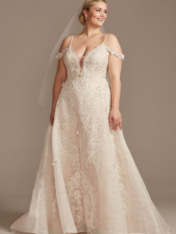 Beaded Applique Plus Size Wedding Dress with Swags  8CWG875