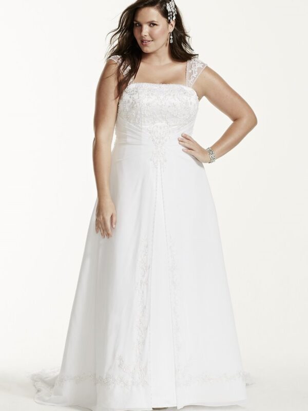 A-Line Plus Size Wedding Dress with Cap Sleeves Collection 9NTV9010