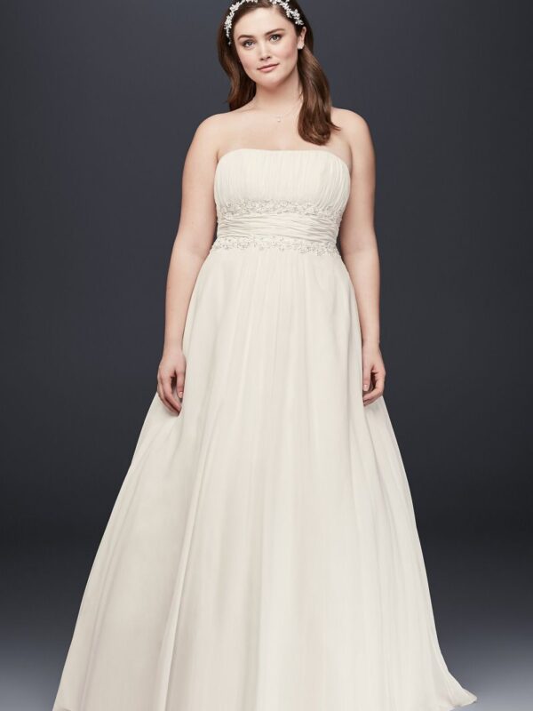 Chiffon A-line Plus Size Wedding Dress with Beads Collection 9NTV9743