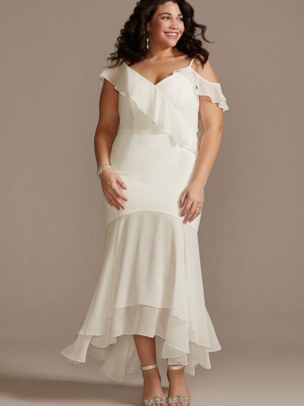 Asymmetric Chiffon Plus Size Dress with Ruffle Hem 9SDWG0932