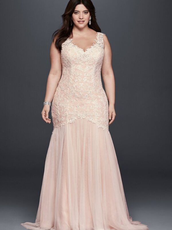 Beaded Trumpet Plus Size Wedding Dress 9SWG723