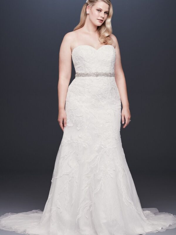 Beaded Lace Plus Size Tulle Mermaid Wedding Dress 9SWG810