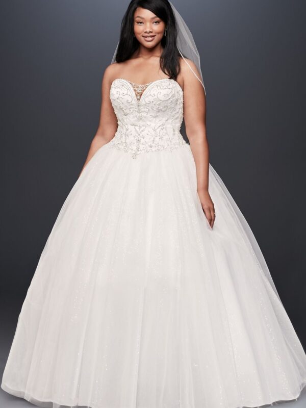 Beaded Illusion Plus Size Ball Gown Wedding Dress Collection 9V3849