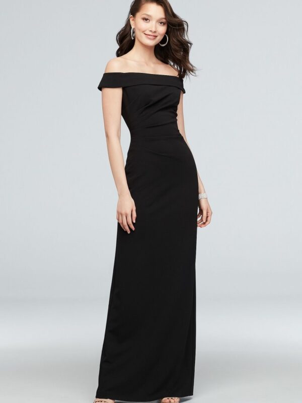 Off-the-Shoulder Stretch Crepe Ruched Dress AP2E205054