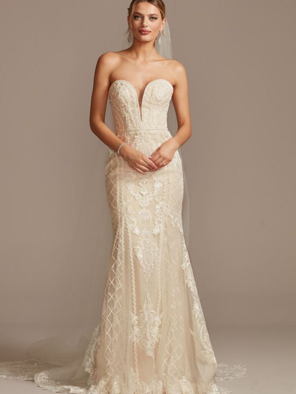Beaded Scroll and Lace Mermaid Wedding Dress  CWG878