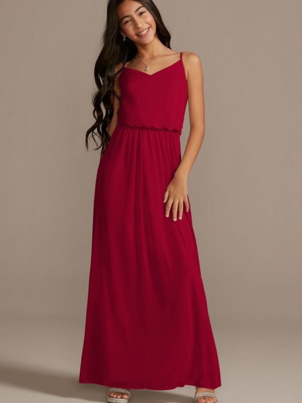 Spaghetti Blouson Mesh Junior Bridesmaid Dress JB9896