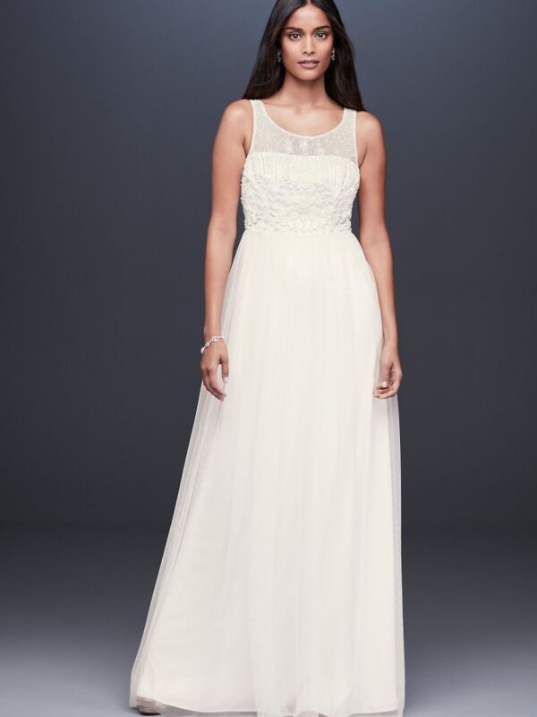 Beaded Illusion tank Dress with Cutout Back SDWG0691
