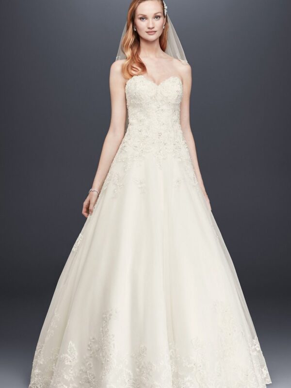 Beaded Lace and Tulle Ball Gown Wedding Dress Jewel V3836