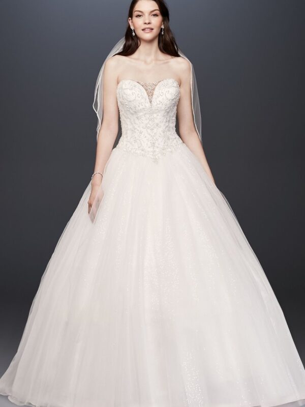 Beaded Illusion Bodice Ball Gown Wedding Dress Collection V3849