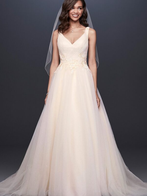 Appliqued Glitter Tulle A-Line Wedding Dress Collection WG3930