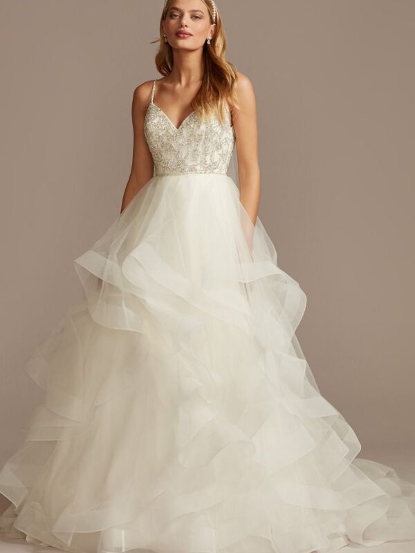 Beaded Bodice with Tiered Skirt Wedding Dress WG4007